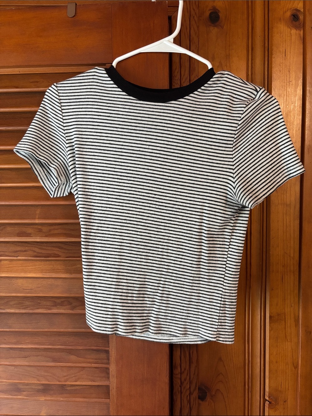 Heart Hips Black & White Striped Short Sleeve Tee